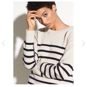Vince Striped Boxy Cashmere Crew Sweater NWT